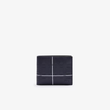 Lacoste Fitzgerald Check-Effect Textured Leather Wallet Pánské - Peněženka Tmavě Blankyt Blankyt / B